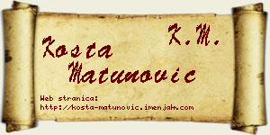 Kosta Matunović vizit kartica